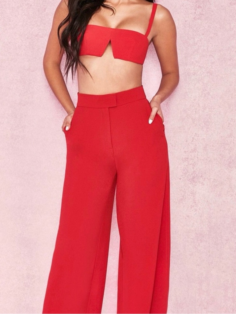House of CB Wide Crop Top Bustier & Leg High-Rise Trousers